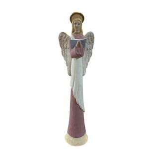 Vintage Howell Ceramics Angel Figurine Hand Painted Holding A Book 15” Rare